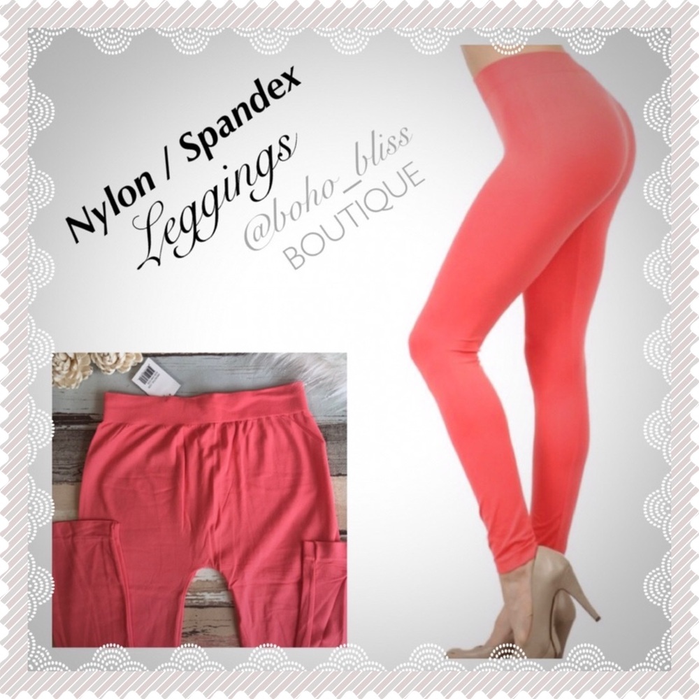 Coral Stretch Leggings NEW Footless Tights